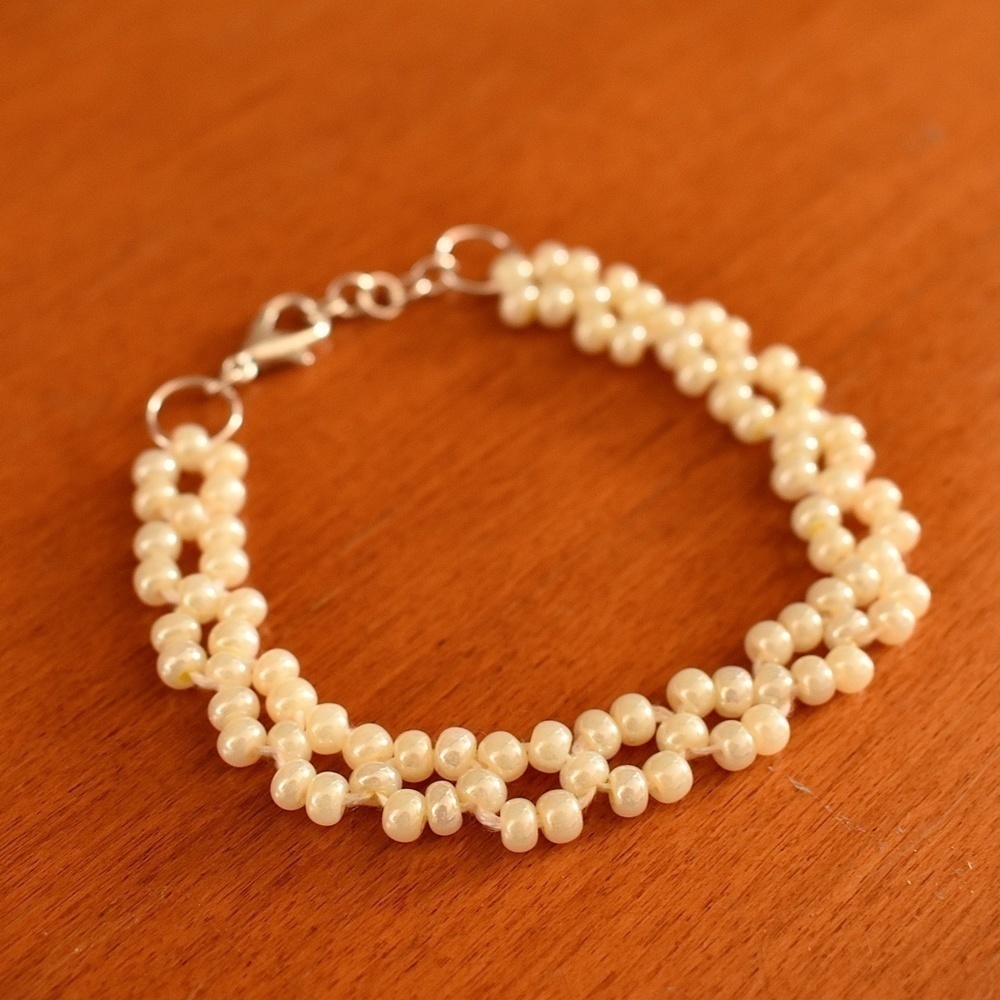 Calming Cream Beaded Bracelet